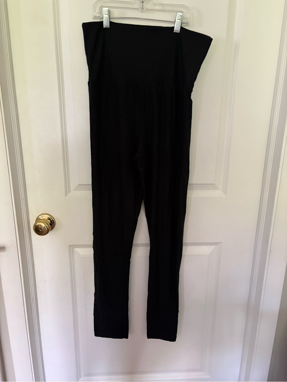 Fold Over Waist Black Leggings size large